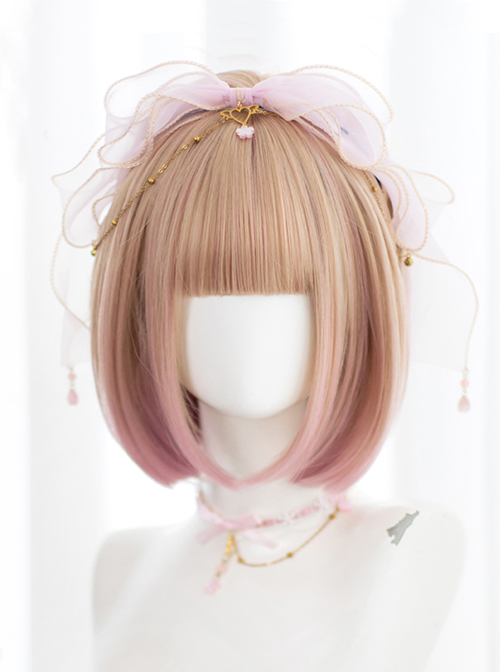 Japanese Style Natural Bob Short Hair Doll Head Bangs Classic Lolita Short Hair Wig