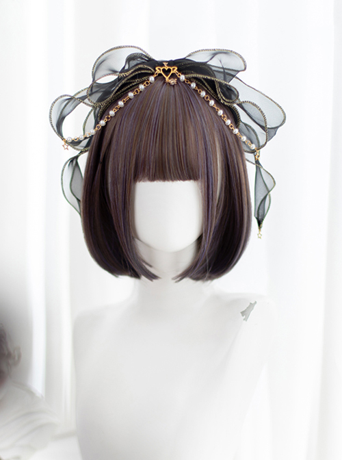 Japanese Style Natural Bob Short Hair Doll Head Bangs Classic Lolita Short Hair Wig