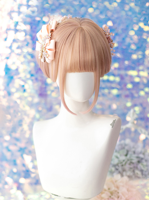 Japanese Style Natural Bob Short Hair Doll Head Bangs Classic Lolita Short Hair Wig