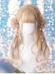 Champagne Romantic Wavy Curl Double Ponytail Balls Tiger Clip Decoration Classic Lolita Long Hair Wig