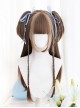 Classic Lolita Natural Cute Long Straight Hair Mini Double Ponytail Clip Decoration Air Bangs Long Wigs