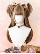 Classic Lolita Natural Cute Long Straight Hair Mini Double Ponytail Clip Decoration Air Bangs Long Wigs