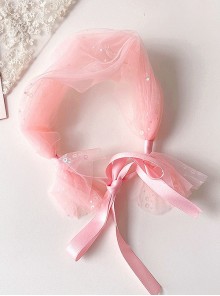 Princess Birthday Party Pink Cute Kid Mesh Sequins Bow Ribbon Sweet Lolita Hair Accessories Headband