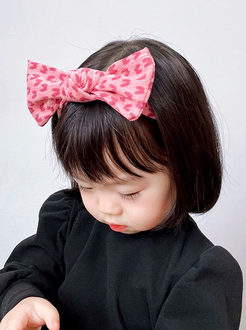 Retro Simple Corduroy Disney Princess Heart Pattern Big Bow Sweet Lolita Kid Headband