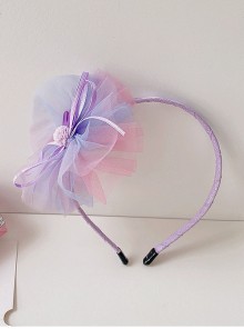 Cute Kid Performance Gradient Mesh Flower Hair Ball Sweet Lolita Hair Accessories All-Match Headband