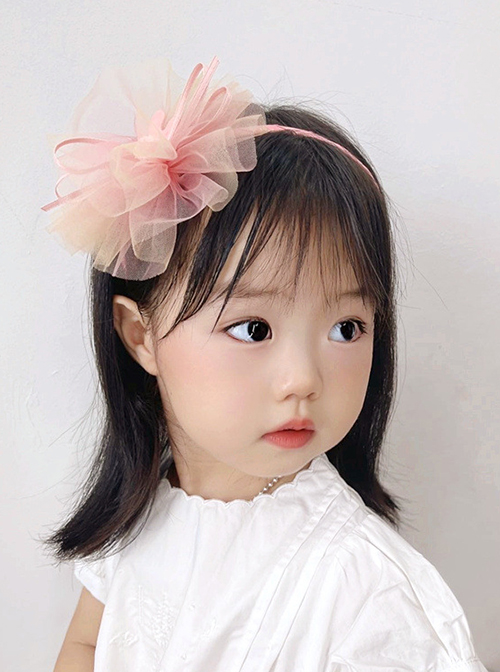 Cute Kid Performance Gradient Mesh Flower Hair Ball Sweet Lolita Hair Accessories All-Match Headband