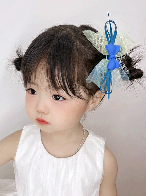 Soft Cute Kid Does Not Hurt The Hair Side Clip Tie-Dye Color Matching Mesh Bow Sweet Lolita Hairpin