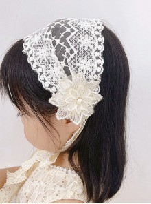 Retro Simple Wide Lace Flower Bow Pageboy Sweet Lolita Kid Hairband Headband