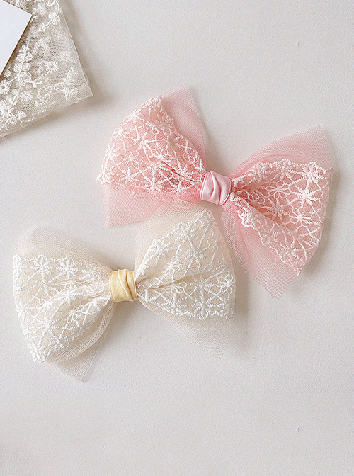 Simple Lace Princess Bow Hair Clip Kid Styling Braided Sweet Lolita Hairpin