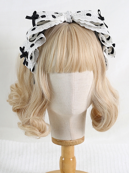 Cute Lace Stitching Lace Embroidery Kc Sweet Lolita All-Match Bow Headband