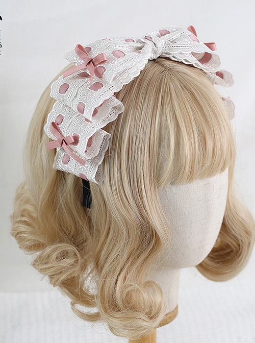 Cute Lace Stitching Lace Embroidery Kc Sweet Lolita All-Match Bow Headband