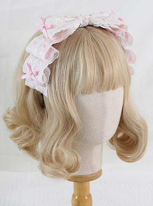 Cute Lace Stitching Lace Embroidery Kc Sweet Lolita All-Match Bow Headband