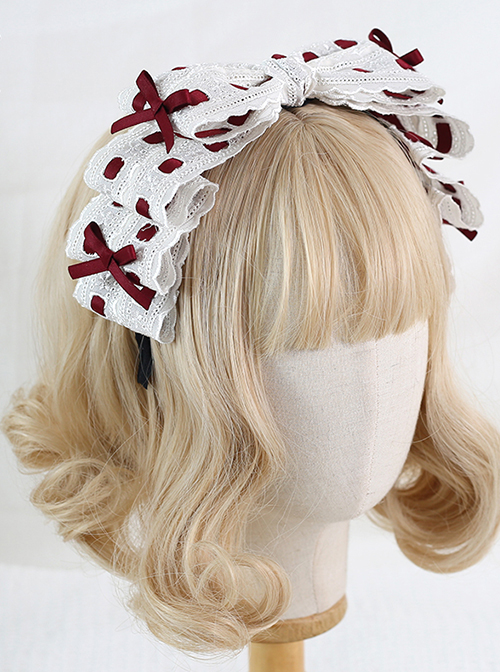 Cute Lace Stitching Lace Embroidery Kc Sweet Lolita All-Match Bow Headband