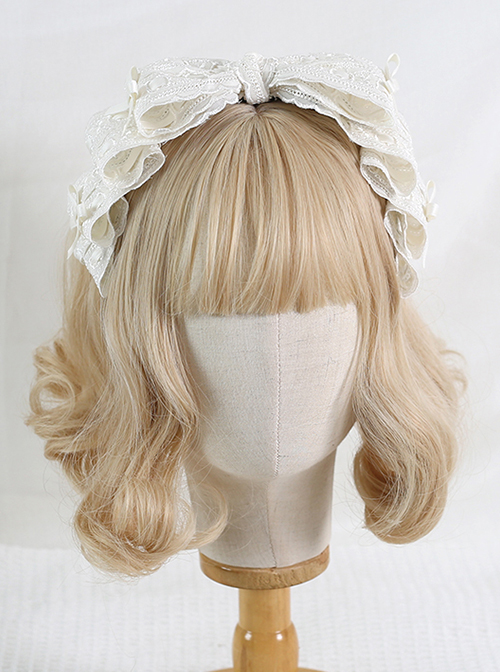 Cute Lace Stitching Lace Embroidery Kc Sweet Lolita All-Match Bow Headband