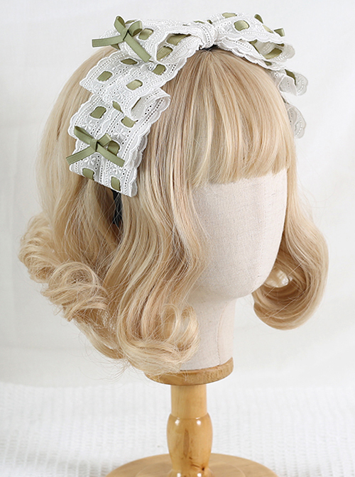 Cute Lace Stitching Lace Embroidery Kc Sweet Lolita All-Match Bow Headband