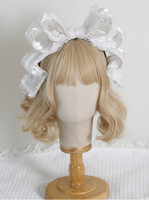 Pearlescent Fairy Sweet Lolita Lace Big Bow Adjustable Ribbon Miss Furla Headband