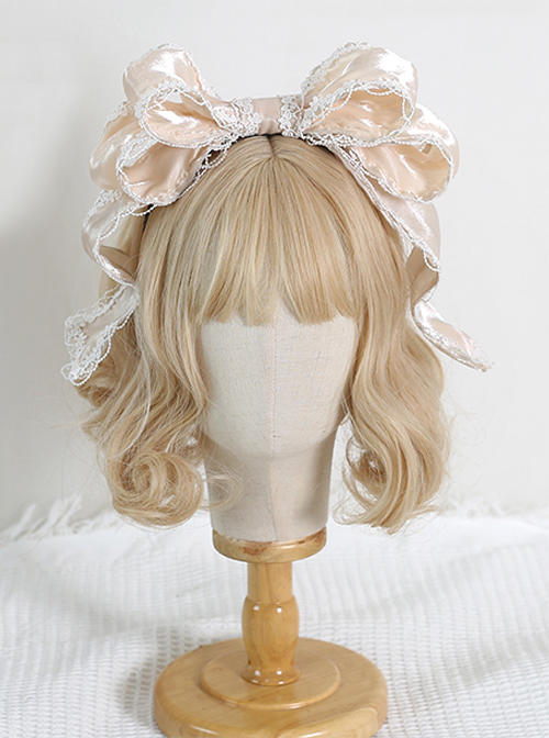 Pearlescent Fairy Sweet Lolita Lace Big Bow Adjustable Ribbon Miss Furla Headband