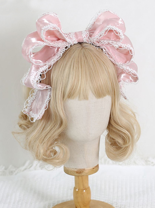 Pearlescent Fairy Sweet Lolita Lace Big Bow Adjustable Ribbon Miss Furla Headband