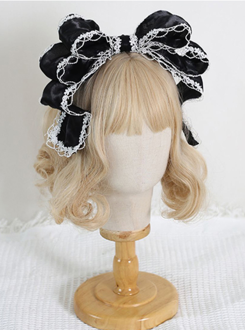 Pearlescent Fairy Sweet Lolita Lace Big Bow Adjustable Ribbon Miss Furla Headband