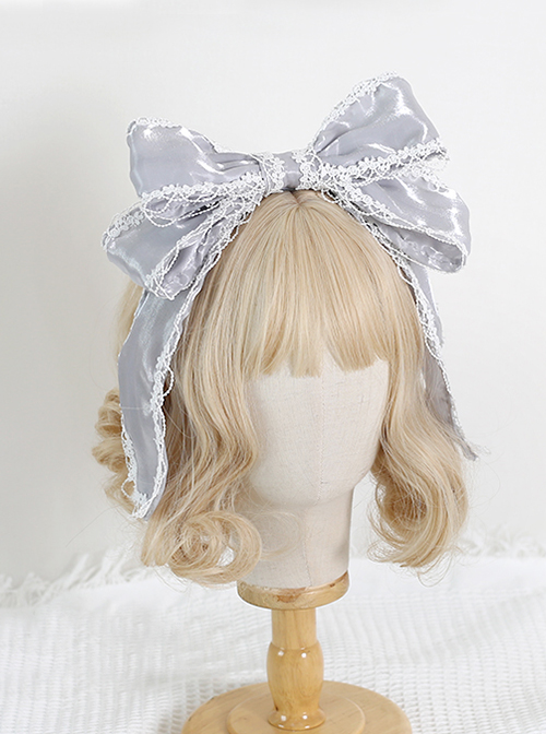 Pearlescent Fairy Sweet Lolita Lace Big Bow Adjustable Ribbon Miss Furla Headband