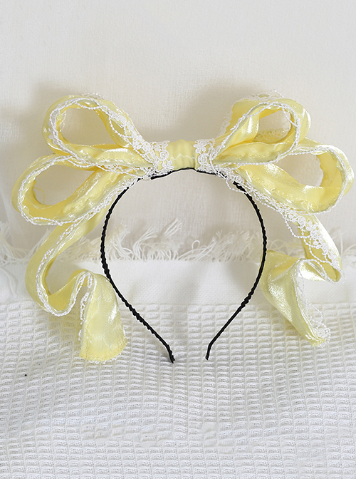 Pearlescent Fairy Sweet Lolita Lace Big Bow Adjustable Ribbon Miss Furla Headband