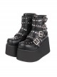 Punk Lolita All-Match Fashion Metal Row Buckle Thick Sole Round Head Super High Heel Studded Short Boots