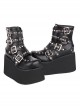 Punk Lolita All-Match Fashion Metal Row Buckle Thick Sole Round Head Super High Heel Studded Short Boots