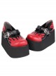 Punk Lolita Rock Flame Sponge Cake Platform Pump Round Toe Black  Red Mary Jane High Heels