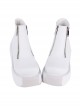 Punk Lolita White Front Middle Double Zipper Casual Thick Bottom Round Toe Short High-Heeled Shoes