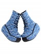 Punk Lolita Hole Blue Cowboy Beggar Personality Thick Bottom Round Head Strap High Heel Booties