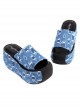 Punk Lolita Summer Daily Blue Denim Hole Thick Bottom Non-Slip Slip-On High-Heeled Sandals