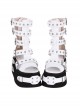 Punk Lolita Summer Platform Metal Buckle Rivet Strap Chunky Heel White Zip High Heel Sandals