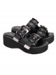 Punk Lolita Daily Outing Summer Thick-Soled Skull Slip-On Black High-Heeled Sandals