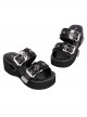 Punk Lolita Daily Outing Summer Thick-Soled Skull Slip-On Black High-Heeled Sandals