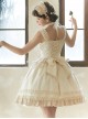 Summer Fresh And Elegant Princess Detachable Large Bow Cream Chiffon Solid Color Sweet Lolita Ballet Suspender Dress