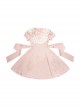 Sweet Lolita Ruffled Round Neck Profile Cute Big Bow Satin HeartShooting Short Sleeve A-Line Dress