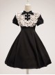 Sweet Lolita Ruffled Round Neck Profile Cute Big Bow Satin HeartShooting Short Sleeve A-Line Dress