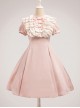 Sweet Lolita Ruffled Round Neck Profile Cute Big Bow Satin HeartShooting Short Sleeve A-Line Dress