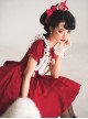 Sweet Lolita Ruffled Round Neck Profile Cute Big Bow Satin HeartShooting Short Sleeve A-Line Dress