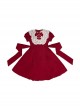 Sweet Lolita Ruffled Round Neck Profile Cute Big Bow Satin HeartShooting Short Sleeve A-Line Dress