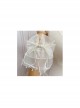 Princess Pearl Chiffon JSK Pearl Fairy Bow Edge Clip Lace Sweet Lolita Short Pearl Strap Dress Set