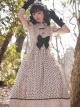 Polka Dot Lace High Waist Sweet Lolita Coconut Milk Bobo Backless JSK Detachable Bow Drop Shoulder Short Sleeve Long Dress Set