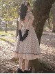 Polka Dot Lace High Waist Sweet Lolita Coconut Milk Bobo Backless JSK Detachable Bow Drop Shoulder Short Sleeve Long Dress Set