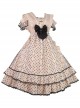 Polka Dot Lace High Waist Sweet Lolita Coconut Milk Bobo Backless JSK Detachable Bow Drop Shoulder Short Sleeve Long Dress Set