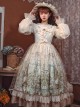 Twilight Feast Classic Lolita Elegant Daily Manor Oil Painting Girl JSK Big Bow Lace Pearl Veil Sling Dress Set