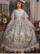 Elegant Classical Pearl Gothic Lolita OP Half Turtleneck Three-Dimensional Embroidery Stitching Lace Detachable Bubble Long Sleeve Dress