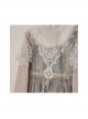 Elegant Classical Pearl Gothic Lolita OP Half Turtleneck Three-Dimensional Embroidery Stitching Lace Detachable Bubble Long Sleeve Dress