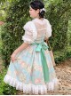 Sweet Lolita High Waist Detachable Satin Belt Small Fly Sleeves Double Layer Fungus Hem Polka Dot Short Sleeve Dress