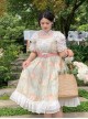 Sweet Lolita High Waist Detachable Satin Belt Small Fly Sleeves Double Layer Fungus Hem Polka Dot Short Sleeve Dress