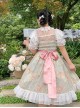 Sweet Lolita High Waist Detachable Satin Belt Small Fly Sleeves Double Layer Fungus Hem Polka Dot Short Sleeve Dress